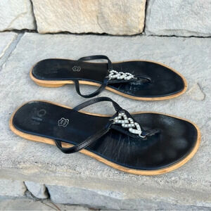 BLACK leather thin strap sandals with rhinestones Sz 38